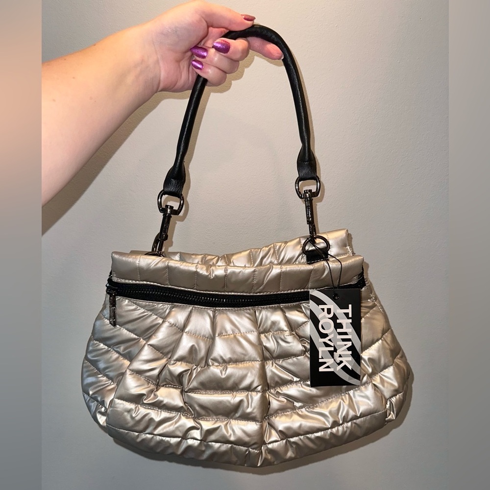 Think Royln Silver Nylon Tote - NWT